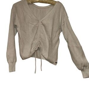 Hollister , white sweat sweater cinching ties in the front juniors size small